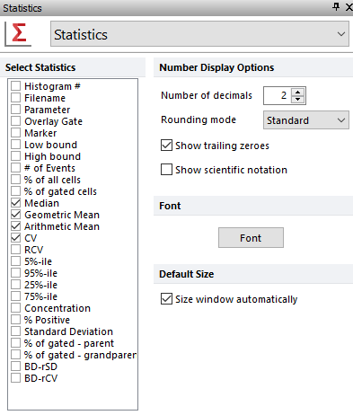 Figure T25.10  Selecting Statistics to Display