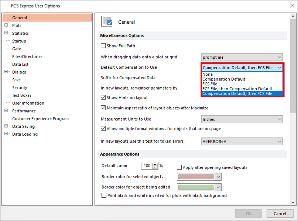 Figure T8.33  Changing the Default User Option for Compensation