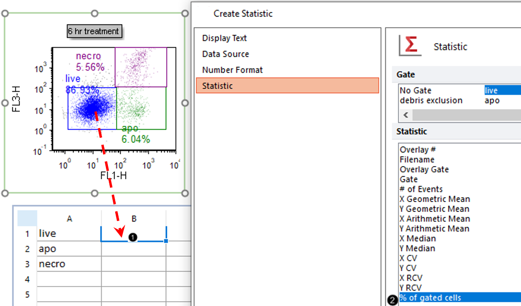 Figure T19.3  Dragging and Dropping Statistic into B1