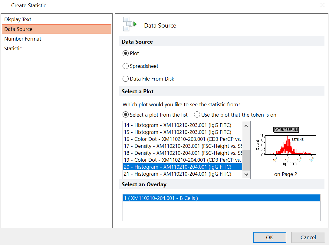 Figure 16.18  Create Statistic Dialog - Defining Data Source