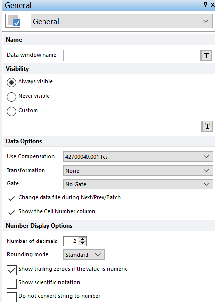 Figure 5.174 Formatting general options for Data Grids and Custom Data Grids