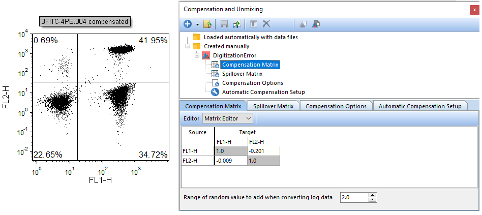 Figure T8.44  Changing the Range of random value to add when converting log data to 2.0.