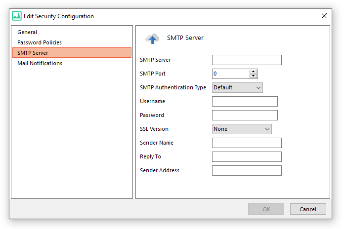 Figure 18.20 The SMTP Server Dialog