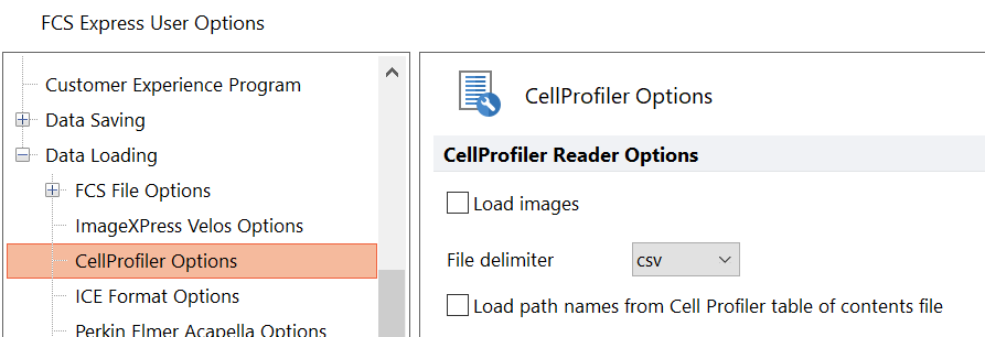 Figure T26.29  CellProfiler Data Loading Options for Numeric Data Only