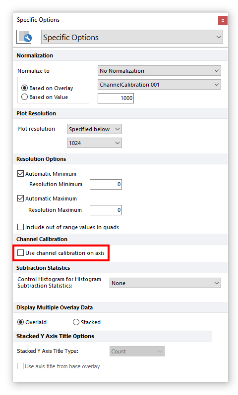 Figure T25.4  Formatting Dialog - Deselecting "Use channel calibration on axis"