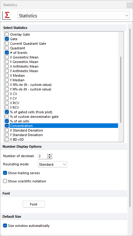 Figure T24.7  Formatting Statistics Dialog