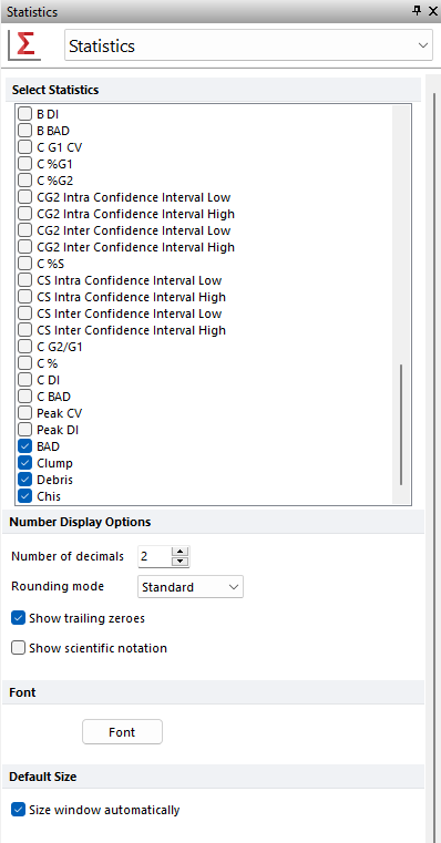 Figure T21.17  Selecting Clump and Debris from the Formatting Stats Options Dialog