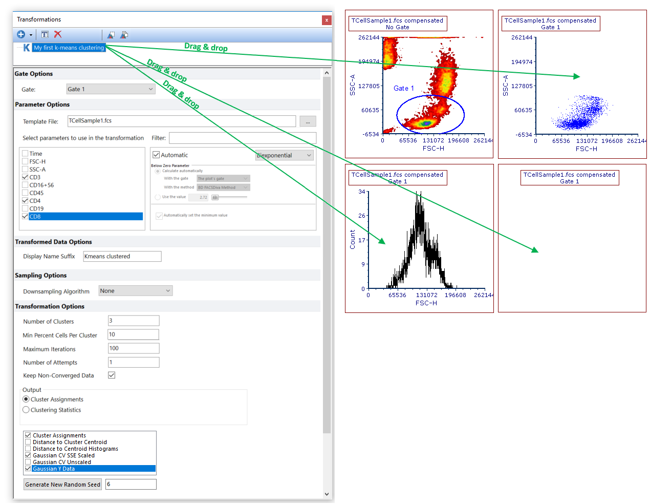 Figure T33.8. Use Drag & Drop to apply the k-means transformation to the objects of the layout.
