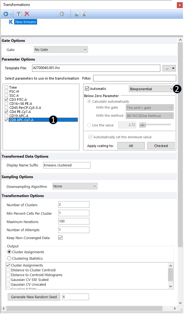 Figure 9.105 - Choosing the parameters to perform k-means cluster analysis. 