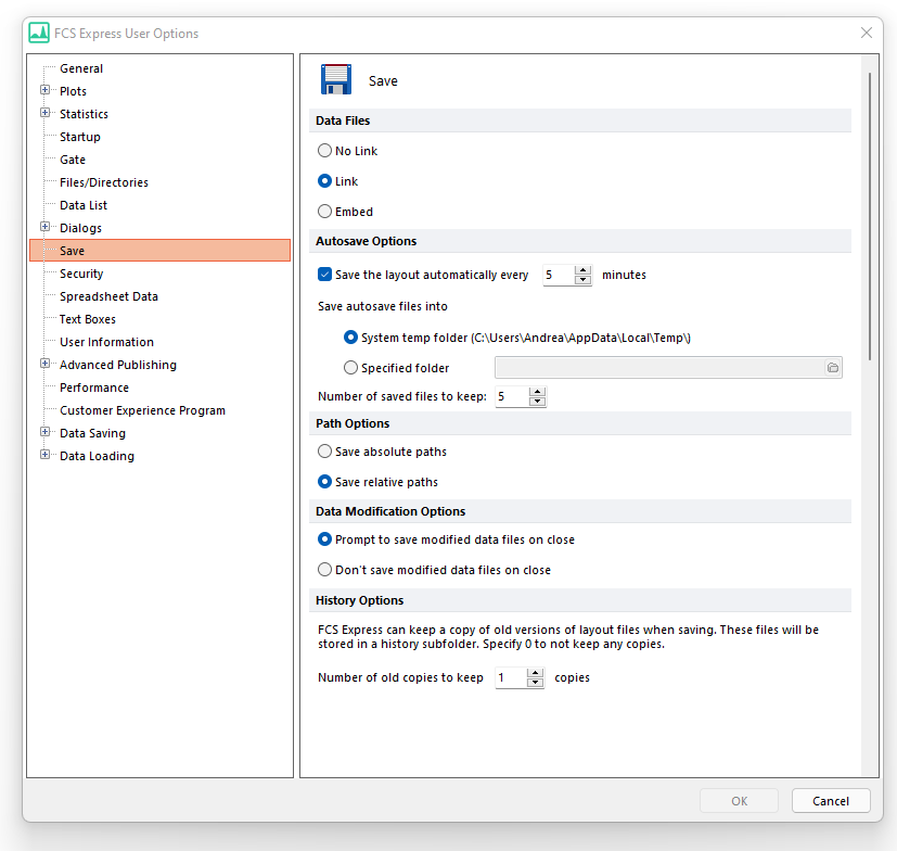 Figure 20.43  Save options