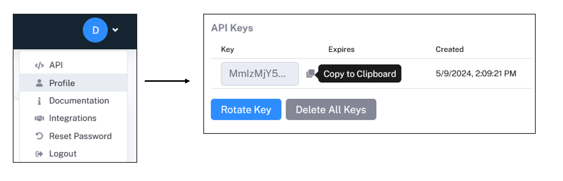 Figure 8.26 Retrieving the API Key from Luma.