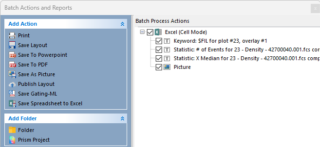 Figure 8.23  Batch Process Actions for Excel Report