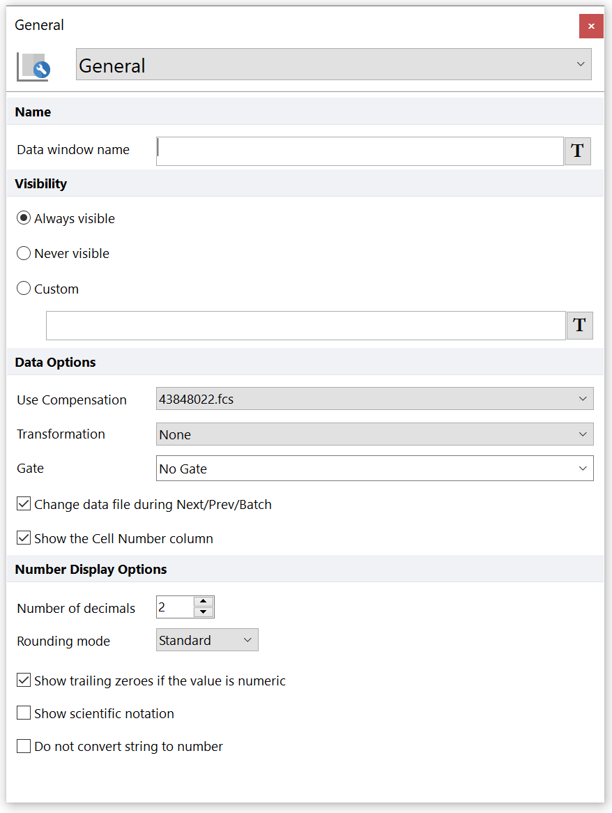 Figure 5.304  Formatting General Dialog for Data Grids