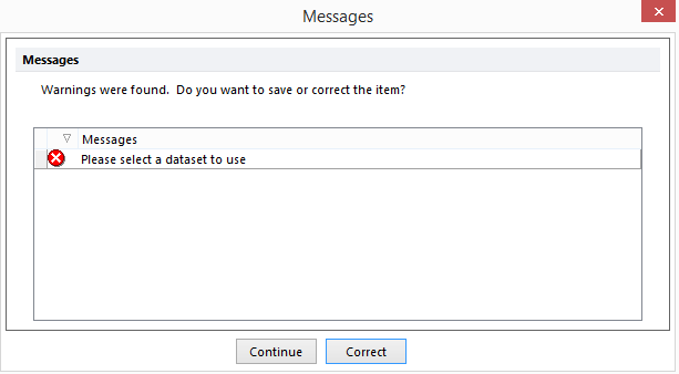 Figure 12.50 - Spreadsheet Cell Value without dataset Message