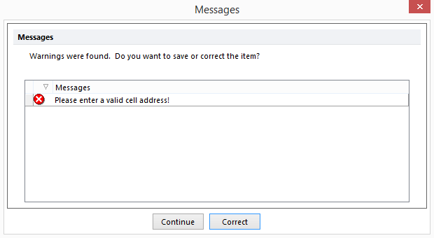 Figure 12.51 - Spreadsheet Cell Value without Cell Address Message