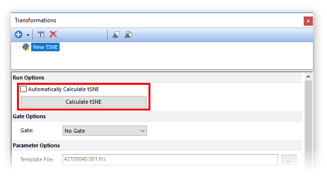 Figure 9.141 Unchecking the Automatically Calculate tSNE box will allow the user to calculate tSNE manually only when required.