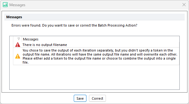 Figure 8.7  Batch Processing Error Messages