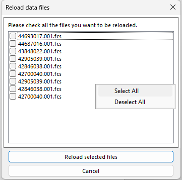 Figure 3.28 - Refresh data files window