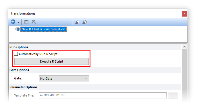 Figure 9.129 Unchecking the Automatically Run R Script box will allow the user to run the R script  manually only when required.