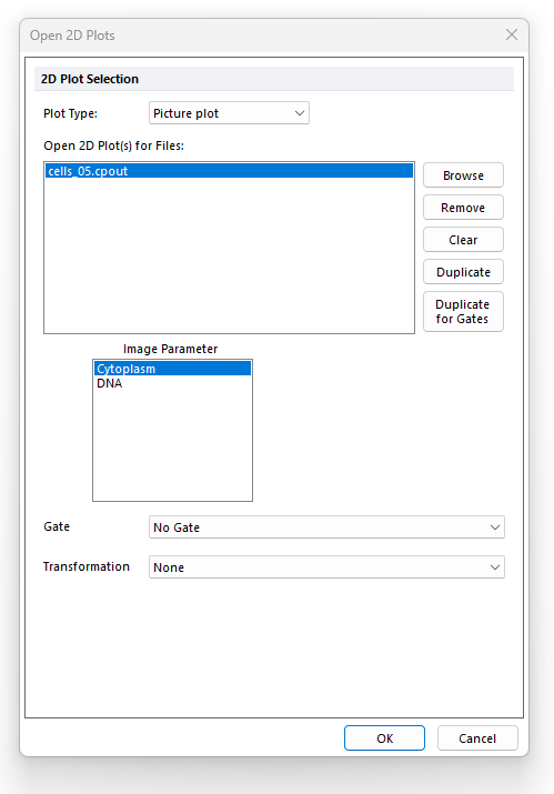 Figure T26.22  Choosing Image Parameters from the Open 2D Plots Dialog