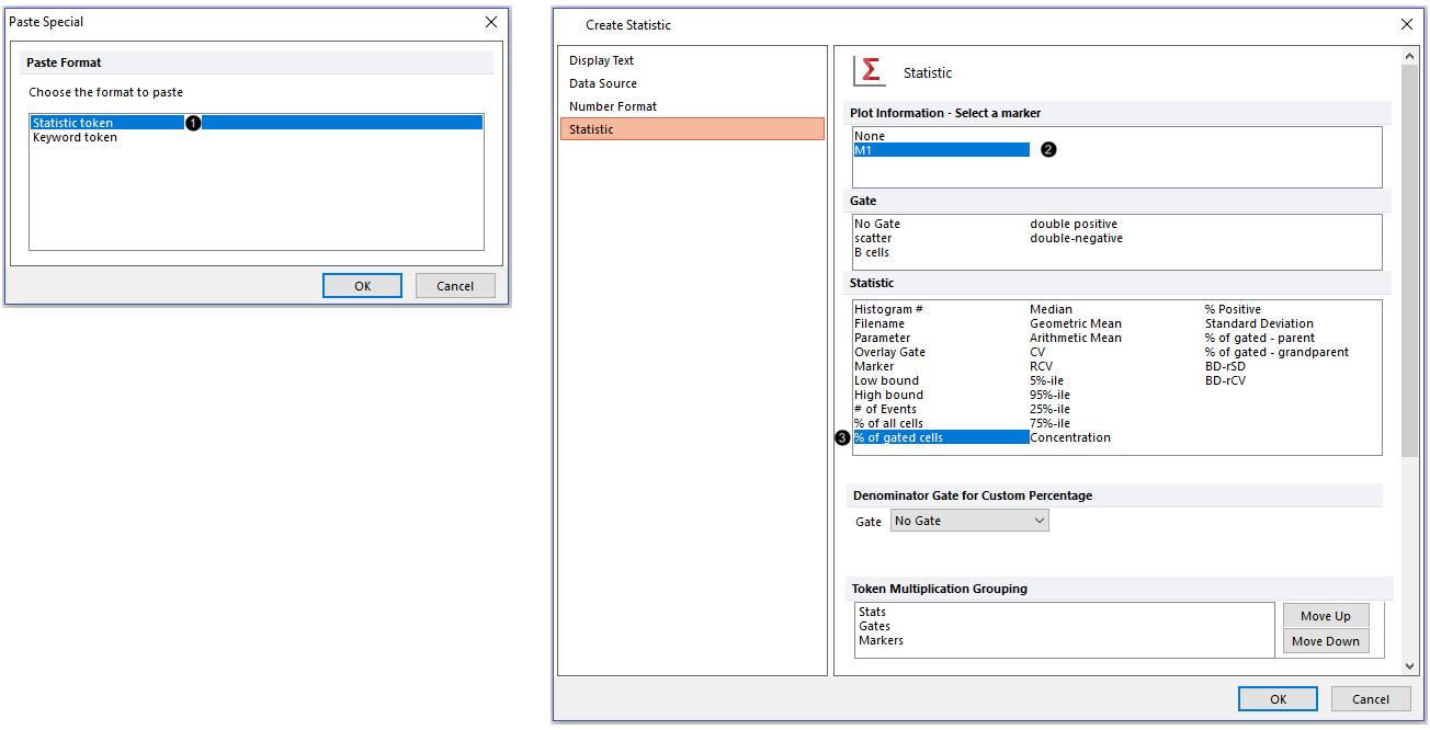 Figure T31.30  Selecting a marker-derived statistical token