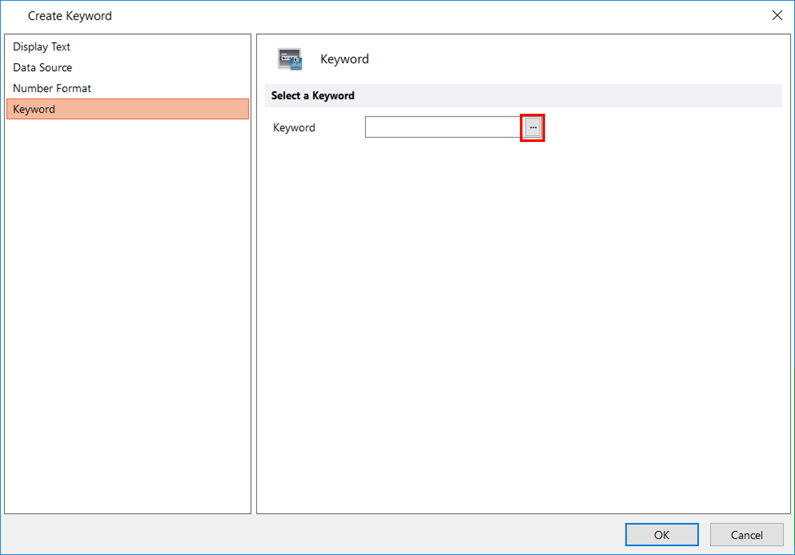 Figure T10.41  Accessing Keywords in Create Keyword Dialog
