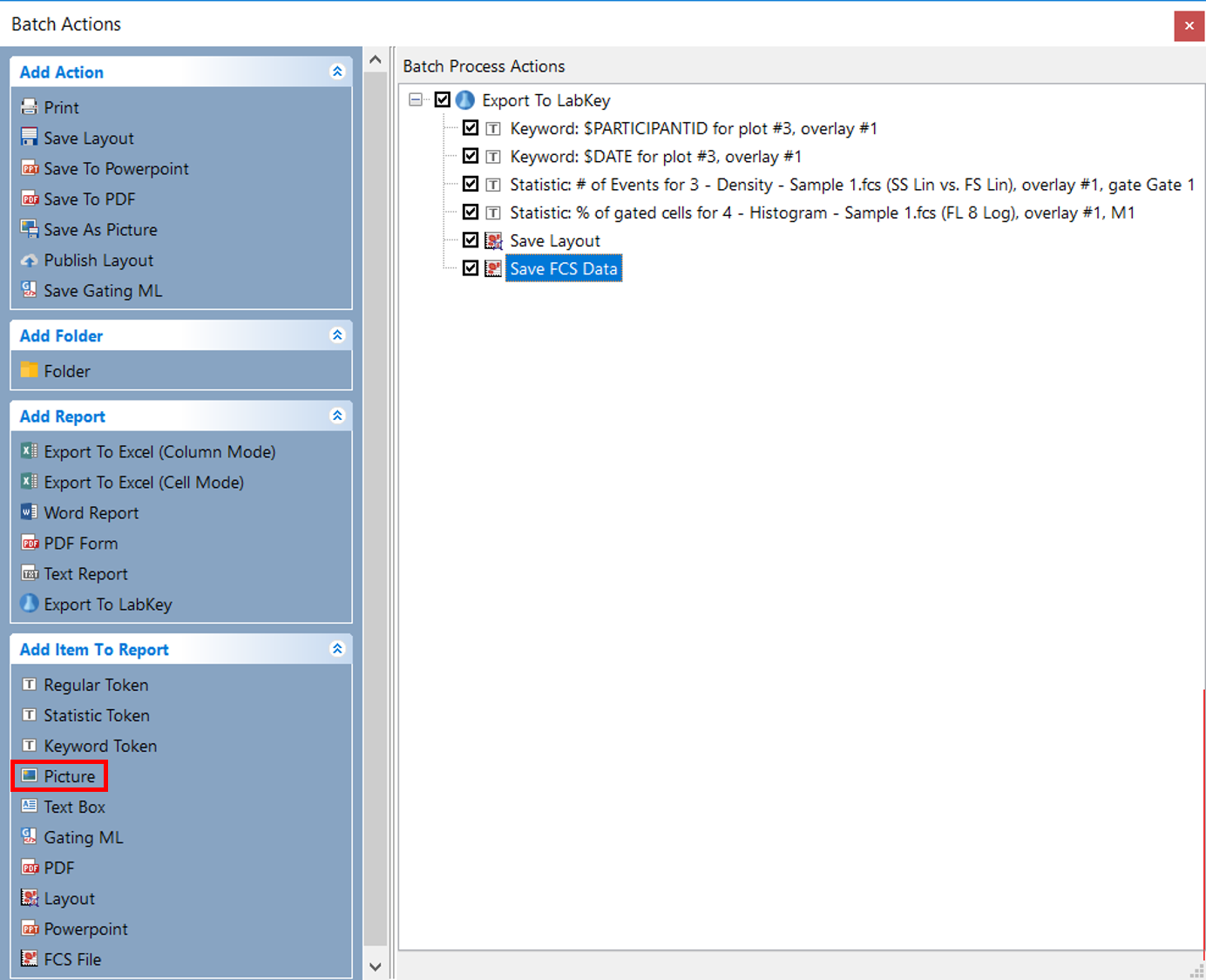 Figure T10.59  Adding Picture to Labkey Export