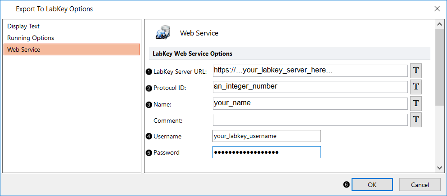 Figure T10.50 Export to LabKey Options dialog box