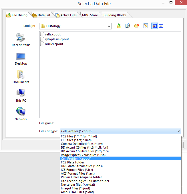 Figure T26.10  Choosing CellProfiler Files