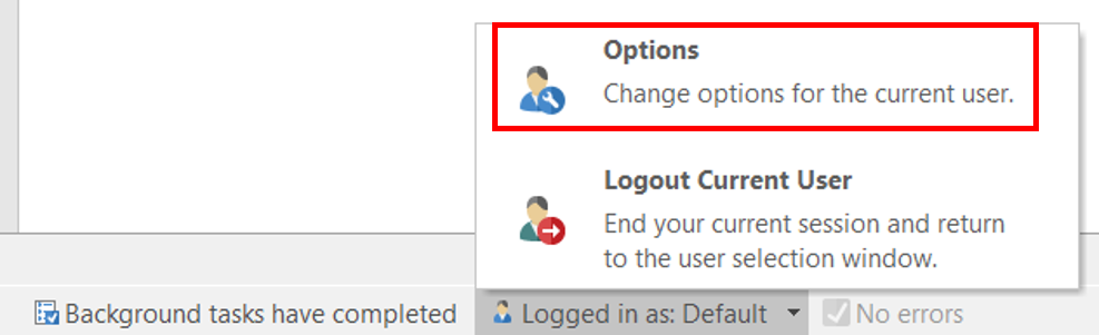 Figure T2.13  Accessing Options from secondary toolbar