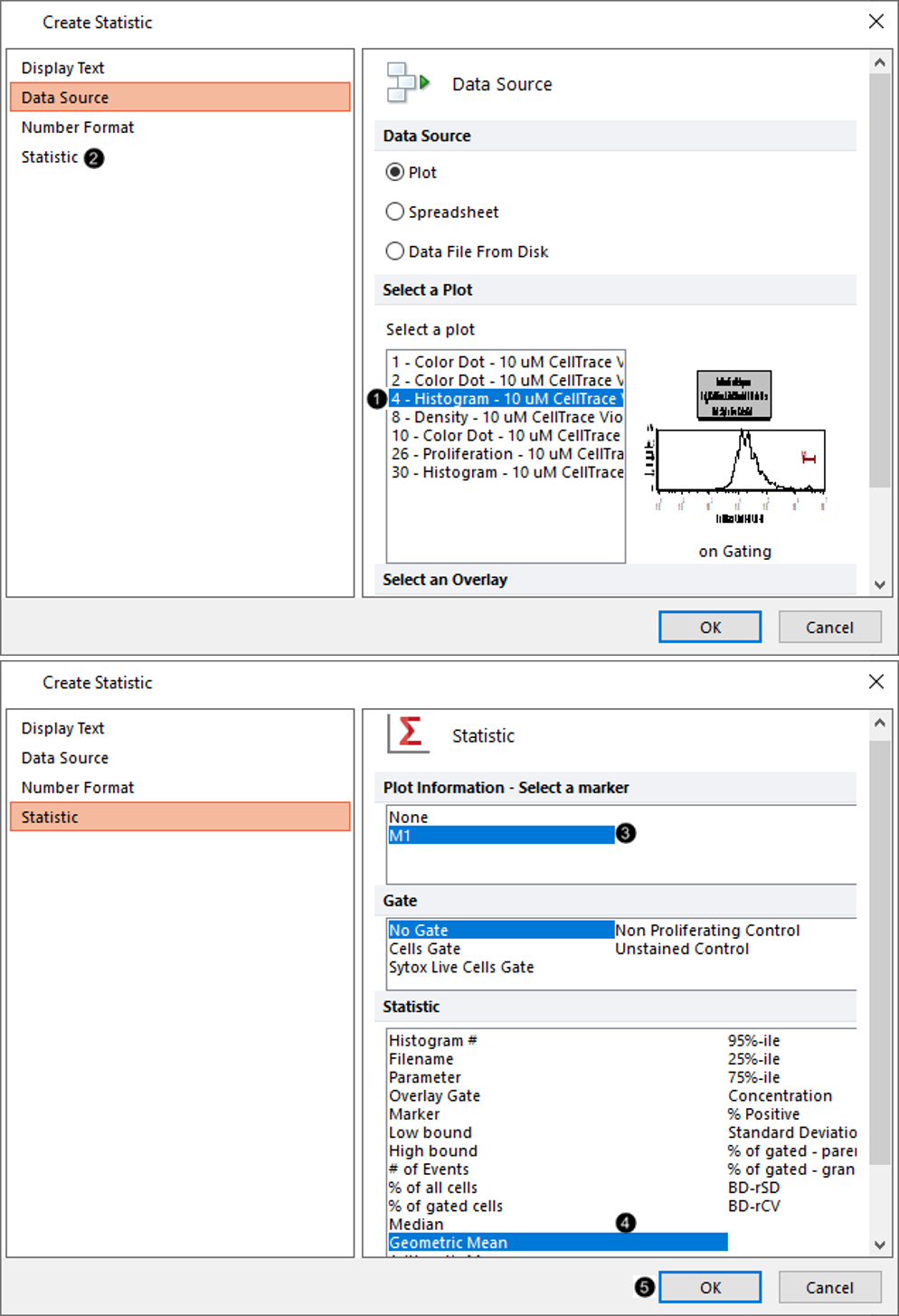 Figure T22.19  Defining Data Source and Statistic for Starting Generation Used in Proliferation Plot