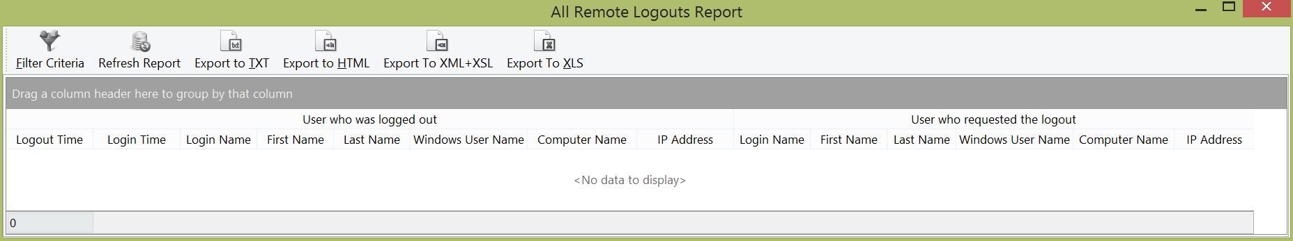 Figure 18.49 The Remote Logouts Report Dialog