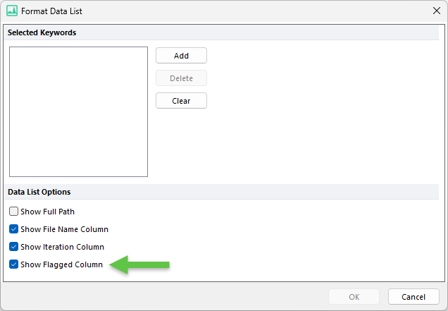 Figure 8.65 Choosing to Show the Iteration Column within the Data List.