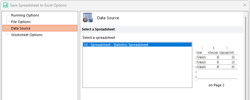 Figure 8.21 Save Spreadsheet to Excel Data Source