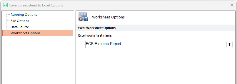 Figure 8.22 Save Spreadsheet to Excel Worksheet Options