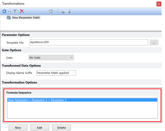 Figure 9.79 - Newly created calculation added to Formula Sequence box of Transformations dialog.
