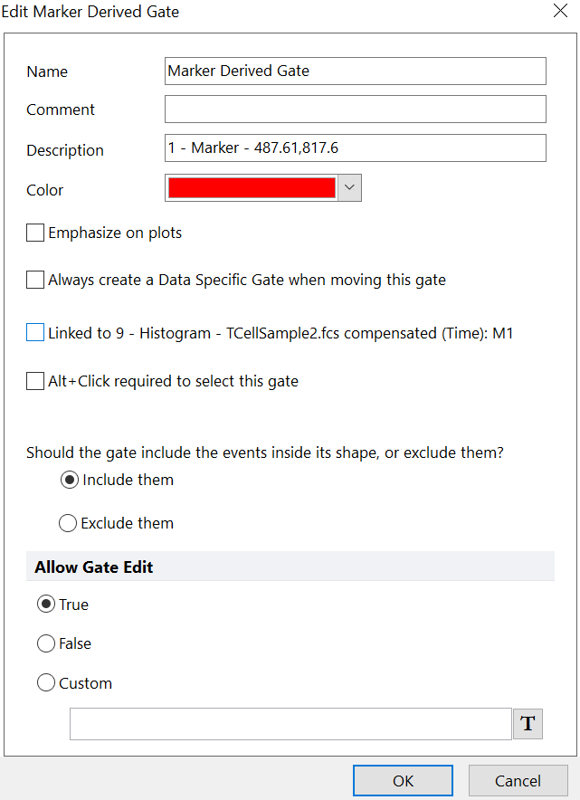 Figure 7.71  Unlinking a gate from a marker in the Edit Gate dialog