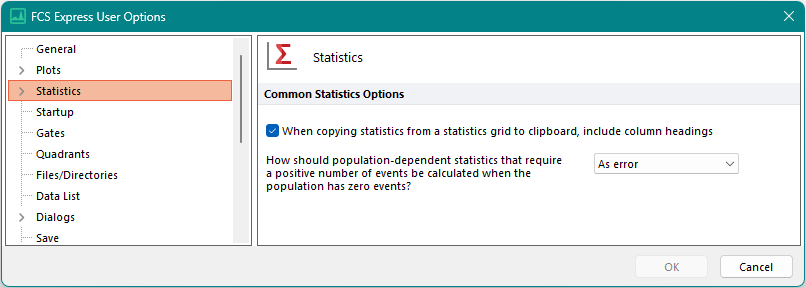 Figure 20.18  Statistics Options