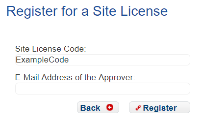   Figure 18.23 - The online site license registration form. 